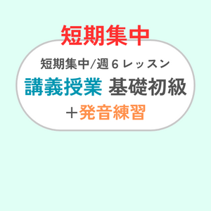 短期集中 週6レッスン/講義・基礎初級+発音練習