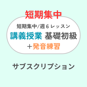 短期集中 週6レッスン/講義・基礎初級+発音練習サブスク