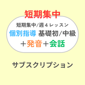 短期集中 週4レッスン/講義・基礎初級+発音練習サブスク