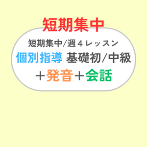 短期集中 週4レッスン/個別指導+発音練習+会話練習